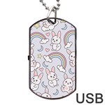 Seamless Pattern With Cute Rabbit Character Dog Tag USB Flash (Two Sides) Back