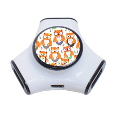 Cute Colorful Owl Cartoon Seamless Pattern 3-port Usb Hub by Apen
