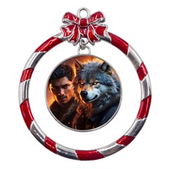 Be Dare For Everything Metal Red Ribbon Round Ornament by Saikumar