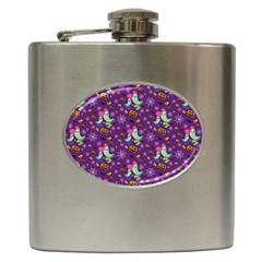 Pumpkin Ghost Skeleton Pattern Hip Flask (6 Oz) by Jatiart