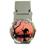 Elephant Landscape Tree Africa Sunset Safari Wild Money Clip Watches Front
