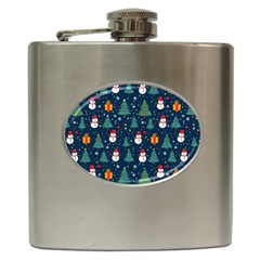 Snow Snowman Tree Christmas Tree Hip Flask (6 Oz) by Ravend