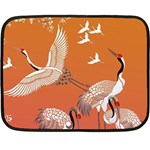 Japanese Crane Painting Of Birds Two Sides Fleece Blanket (Mini) 35 x27  Blanket Back