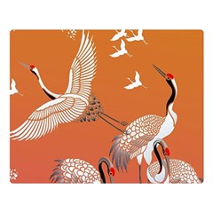 Japanese Crane Painting Of Birds Two Sides Premium Plush Fleece Blanket (large) by Cendanart