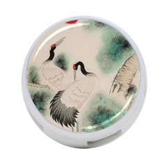 Japanese Crane Painting Of Bird 4-port Usb Hub (one Side) by Cendanart
