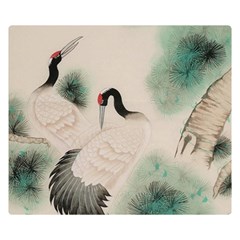 Japanese Crane Painting Of Bird Premium Plush Fleece Blanket (small) by Cendanart