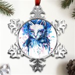 Cat Metal Small Snowflake Ornament Front