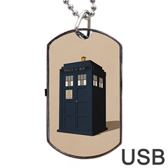 Tardis Doctor Who Minimal Minimalism Dog Tag Usb Flash (two Sides) by Cendanart