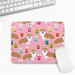 Corgi Bubble Boba Tea Pink Pattern Small Mousepad by Cendanart