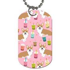 Corgi Bubble Boba Tea Pink Pattern Dog Tag (two Sides) by Cendanart