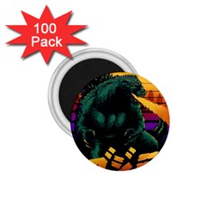 Godzilla Retrowave 1 75  Magnets (100 Pack)  by Cendanart