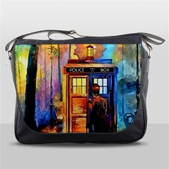 Tardis Doctor Who Paint Painting Messenger Bag by Cendanart
