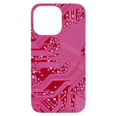 Pink Circuit Pattern Iphone 14 Pro Max Black Uv Print Case by Ket1n9