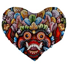 Wood Sculpture Bali Logo Large 19  Premium Heart Shape Cushions by Ket1n9