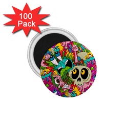 Crazy Illustrations & Funky Monster Pattern 1 75  Magnets (100 Pack)  by Ket1n9