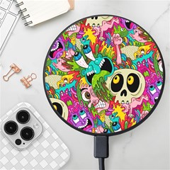 Crazy Illustrations & Funky Monster Pattern Wireless Fast Charger(black) by Ket1n9