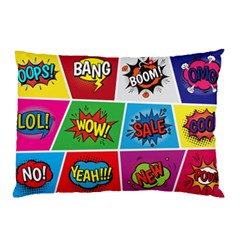 Pop Art Comic Vector Speech Cartoon Bubbles Popart Style With Humor Text Boom Bang Bubbling Expressi Pillow Case (two Sides) by Hannah976