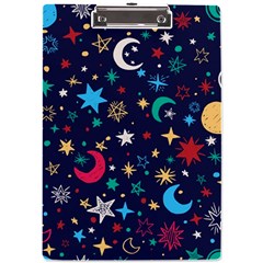 Colorful Background Moons Stars A4 Acrylic Clipboard by Ndabl3x