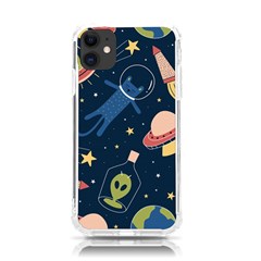 Seamless Pattern With Funny Alien Cat Galaxy Iphone 11 Tpu Uv Print Case by Ndabl3x