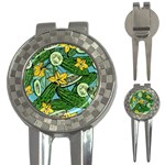 Seamless Pattern With Cucumber Slice Flower Colorful Hand Drawn Background With Vegetables Wallpaper 3-in-1 Golf Divots Front