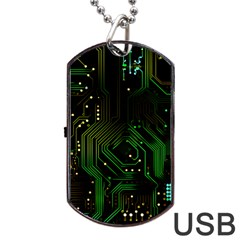 Circuits Circuit Board Green Technology Dog Tag Usb Flash (two Sides) by Ndabl3x