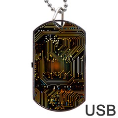 Circuits Circuit Board Orange Technology Dog Tag Usb Flash (one Side) by Ndabl3x