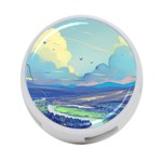 Mountains And Trees Illustration Painting Clouds Sky Landscape 4-Port USB Hub (One Side) Front