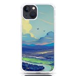 Mountains And Trees Illustration Painting Clouds Sky Landscape iPhone 13 TPU UV Print Case Front