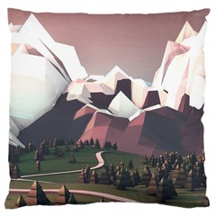 White And Brown Mountain Illustration Digital Art Large Cushion Case (one Side) by Cendanart