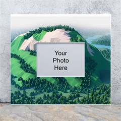 Green And White Polygonal Mountain White Wall Photo Frame 5  X 7  by Cendanart