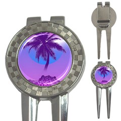 Palm Tree Vaporwave Synthwave Retro Style 3-in-1 Golf Divots by Cendanart