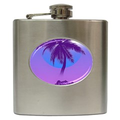 Palm Tree Vaporwave Synthwave Retro Style Hip Flask (6 Oz) by Cendanart