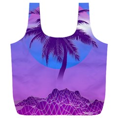 Palm Tree Vaporwave Synthwave Retro Style Full Print Recycle Bag (xxl) by Cendanart