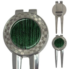 Green Matrix Code Illustration Digital Art Portrait Display 3-in-1 Golf Divots by Cendanart