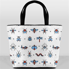 Insects Icons Square Seamless Pattern Bucket Bag by Bedest