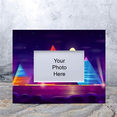 Egyptian Pyramids Night Landscape Cartoon Art White Tabletop Photo Frame 4 x6  by Bedest