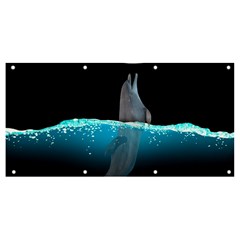 Dolphin Moon Water Banner And Sign 8  X 4  by Ndabl3x