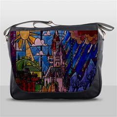 Castle Building Stained Glass Messenger Bag by Cendanart