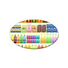 Supermarket Shelf Products Snacks Sticker (oval) by Cendanart