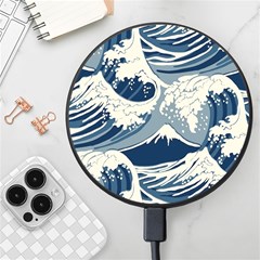Japanese Wave Pattern Wireless Fast Charger(black) by Cendanart