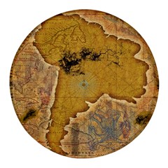 Vintage Map Of The World Continent Round Glass Fridge Magnet (4 Pack) by Proyonanggan
