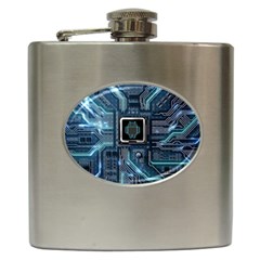 Circuit Board Motherboard Hip Flask (6 Oz) by Cemarart