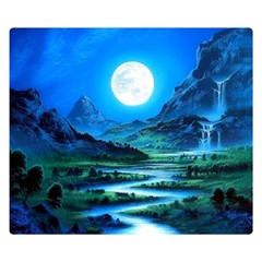 Bright Full Moon Painting Landscapes Scenery Nature Premium Plush Fleece Blanket (small) by Ndabl3x