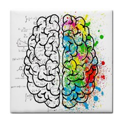 Brain Mind Psychology Idea Drawing Short Overalls Tile Coaster by Azkajaya