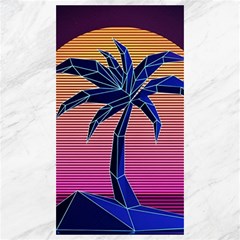 Abstract 3d Art Holiday Island Palm Tree Pink Purple Summer Sunset Water Canvas 40  X 72  by Cemarart