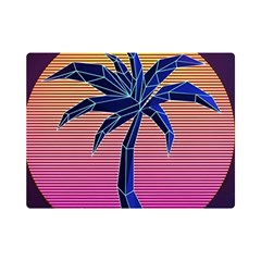 Abstract 3d Art Holiday Island Palm Tree Pink Purple Summer Sunset Water Premium Plush Fleece Blanket (mini) by Cemarart