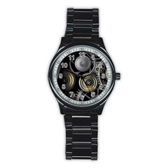 Abstract Style Gears Gold Silver Stainless Steel Round Watch by Cemarart