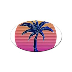 Abstract 3d Art Holiday Island Palm Tree Pink Purple Summer Sunset Water Sticker Oval (100 Pack) by Cemarart