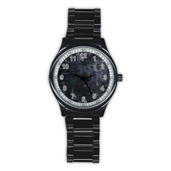 Abstract Tech Computer Motherboard Technology Stainless Steel Round Watch by Cemarart