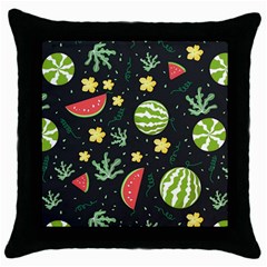 Watermelon Doodle Pattern Throw Pillow Case (black) by Cemarart